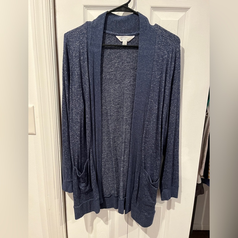 Women's Blue Open Front Sweater
